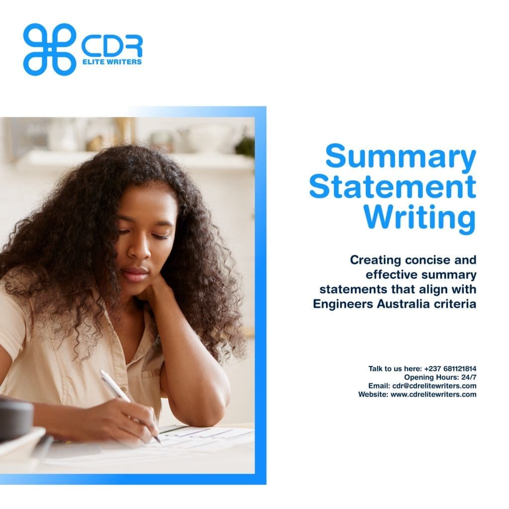 Creating your CDR Summary Statement for Engineers Australia with CDR Elite Writers